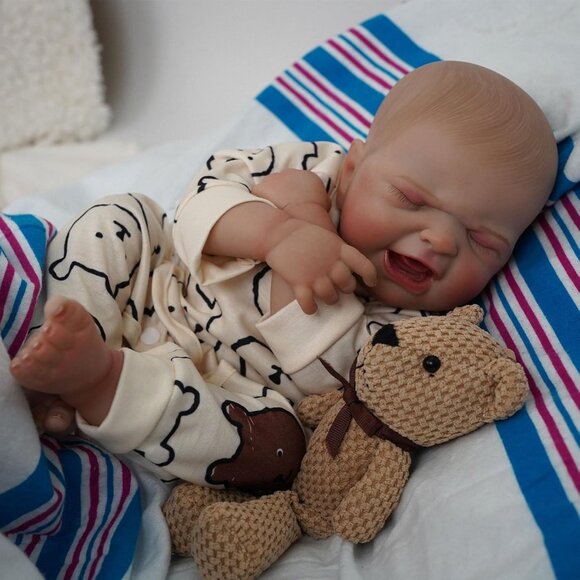 🆕17Inch Full Body Viny Newborn Baby Poseable Limbs Cute Boy Jason Reborn Baby - Picture 9 of 9